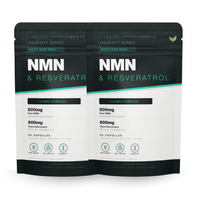 NMN + Resveratrol Capsules | 500mg NMN & 600mg Trans-Resveratrol | 60 Capsules | Cellular Energy & Longevity Support - Vitality Supplements