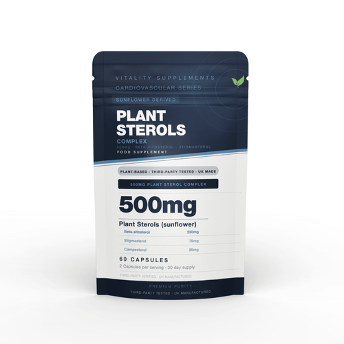 Plant Sterols Complex 500mg – Beta-Sitosterol, Stigmasterol & Campesterol – 60 Capsules - Vitality Supplements