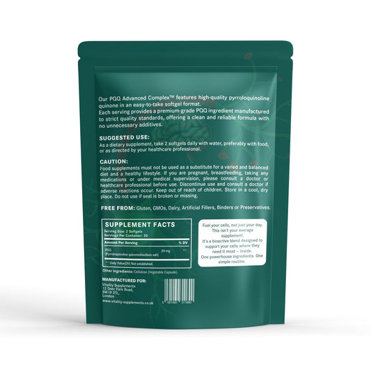 PQQ – Advanced Cellular Support (20 mg) - Vitality Supplements