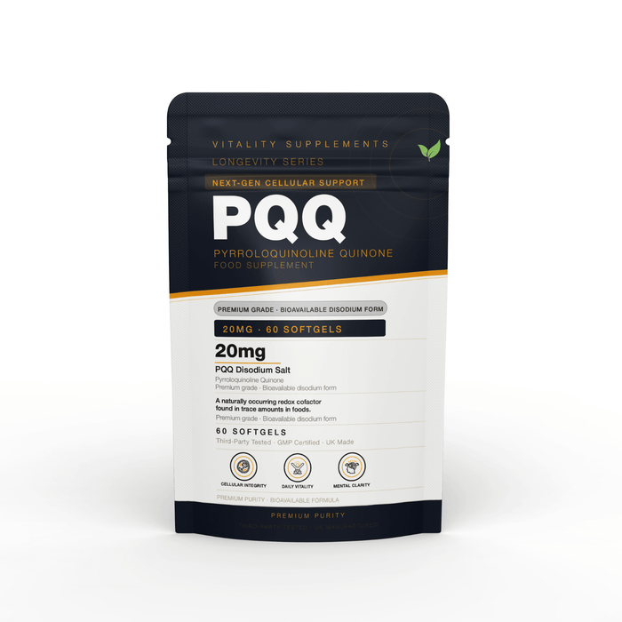 PQQ Supplement 20mg Capsules – Pyrroloquinoline Quinone – Energy Support - Vitality Supplements