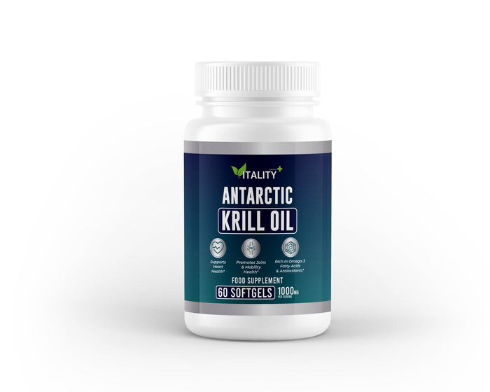 Premium Antarctic Krill Oil Softgels 1000mg – High - Potency Omega - 3 with EPA & DHA – 60 Softgels, 1 - Month Supply - Vitality Supplements