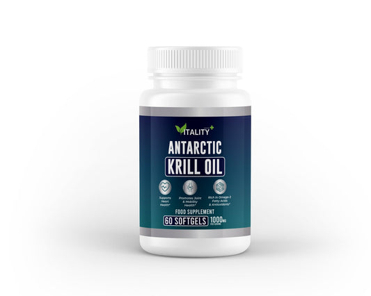 Premium Antarctic Krill Oil Softgels 1000mg – High - Potency Omega - 3 with EPA & DHA – 60 Softgels, 1 - Month Supply - Vitality Supplements