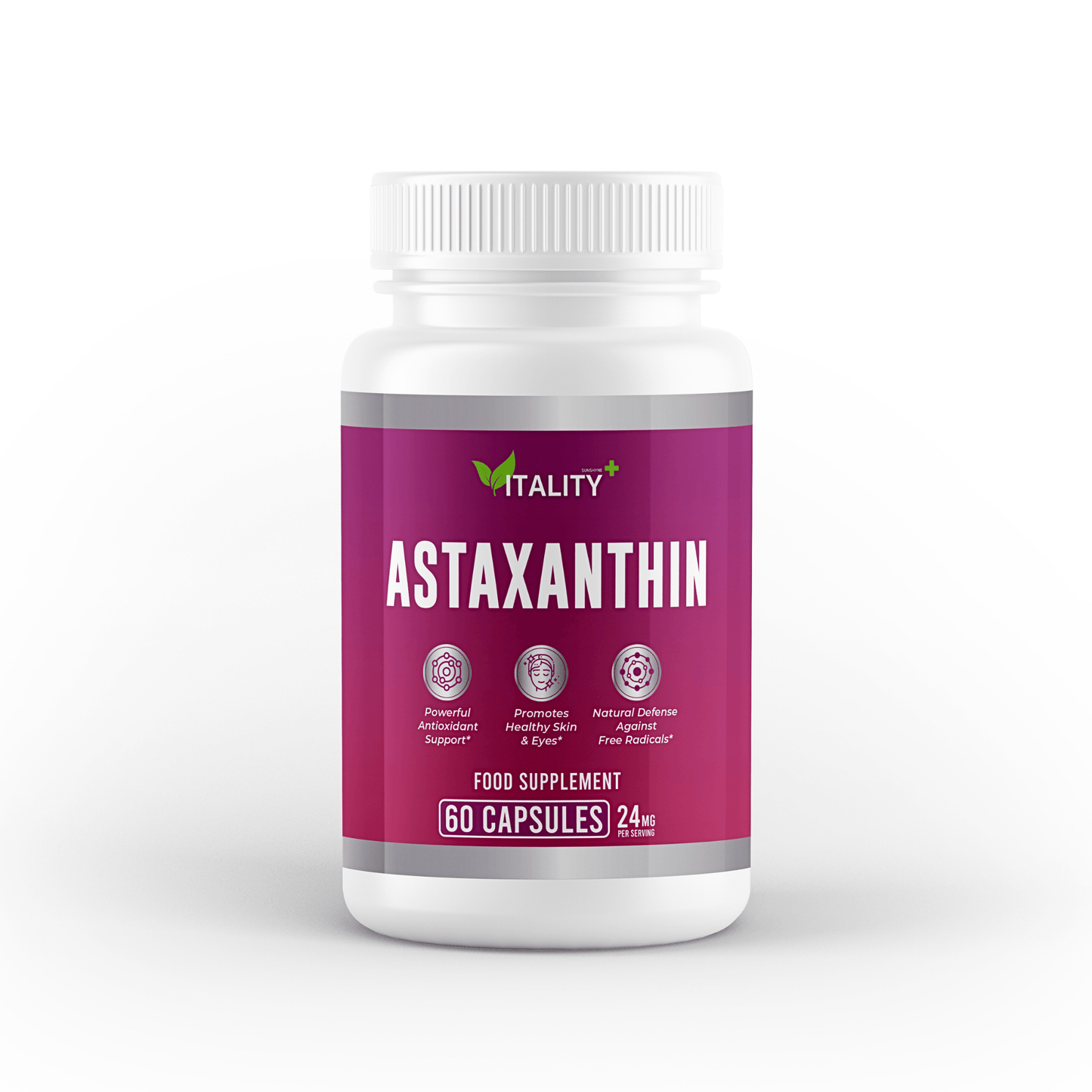 Premium Astaxanthin Capsules 24mg - High Potency Antioxidant Supplement, 30 Servings for Enhanced Skin Health, Eye Support, and Immune Function - Vitality Supplements