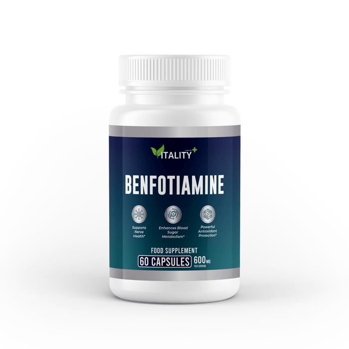 Premium Benfotiamine Capsules – 600mg Per Serving – Nerve Health, Blood Sugar Support & Cellular Protection – 1 Month Supply - Vitality Supplements