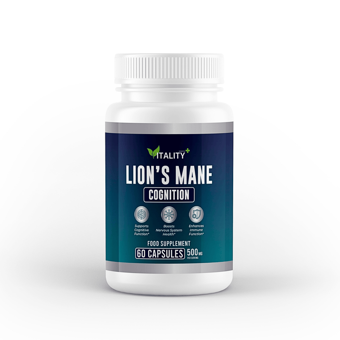 Premium Lion’s Mane Capsules – 500mg Lion’s Mane Extract – Cognitive Support, Brain Health & Focus – 1 Month Supply - Vitality Supplements