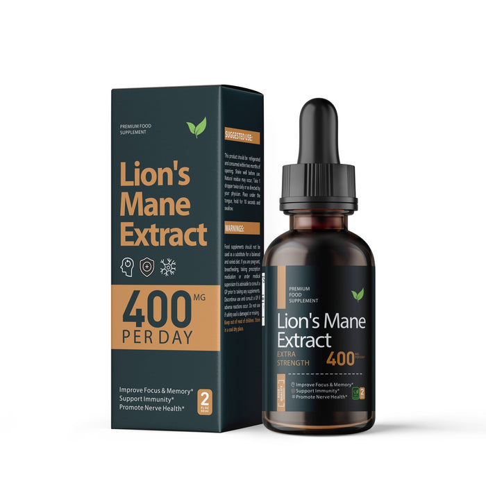 Premium Lion's Mane Drops - 60ml, 200mcg per Dose, 1 Month's Supply - Brain Health, Cognitive Support, and Memory Enhancement Supplement - Vitality Supplements