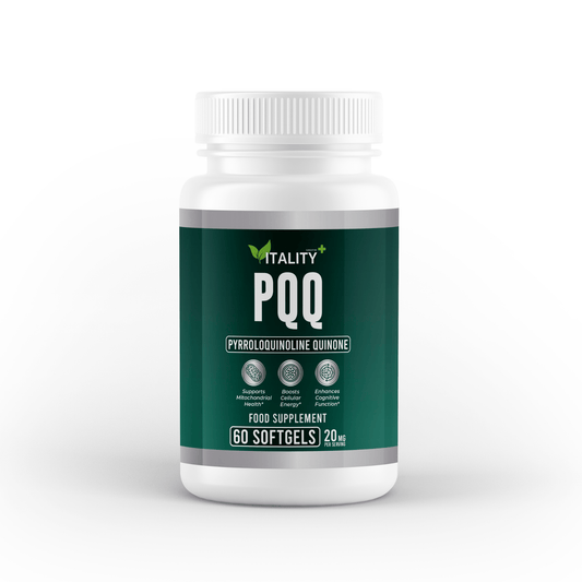 Premium PQQ Capsules 20mg - High Potency Mitochondrial Support, Cognitive Health, and Energy Boost, 30 Servings, 60 Capsules - Vitality Supplements