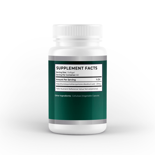 Premium PQQ Capsules 20mg - High Potency Mitochondrial Support, Cognitive Health, and Energy Boost, 30 Servings, 60 Capsules - Vitality Supplements