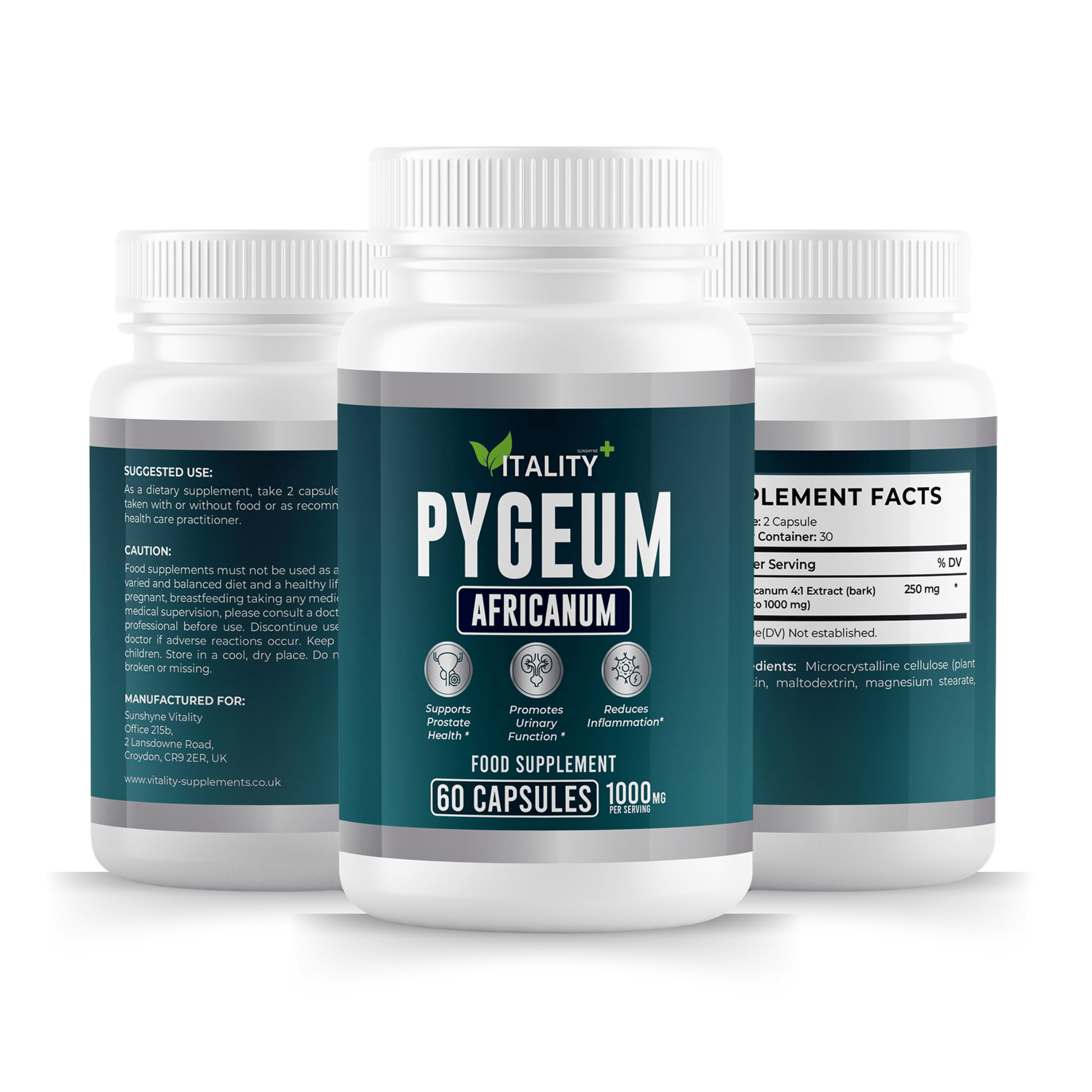 Premium Pygeum Africanum Capsules – 250mg – Prostate Health, Urinary Support & Overall Wellness – 1 Month Supply - Vitality Supplements