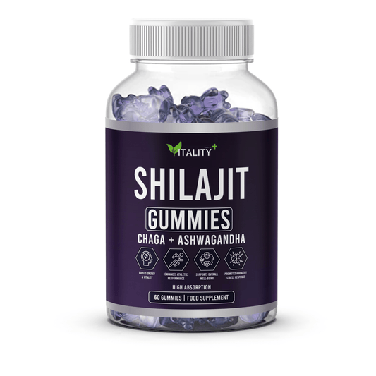 Premium Shilajit Gummies with Chaga & Ashwagandha – 500mg Shilajit, 250mg Chaga, 200mg Ashwagandha – 60 Gummies – 1 Month Supply - Vitality Supplements