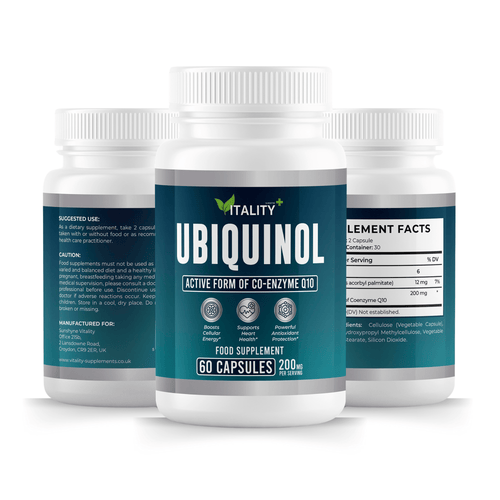 Premium Ubiquinol Capsules – 200mg Ubiquinol & 12mg Vitamin C – Heart Health, Energy & Antioxidant Support – 1 Month Supply - Vitality Supplements