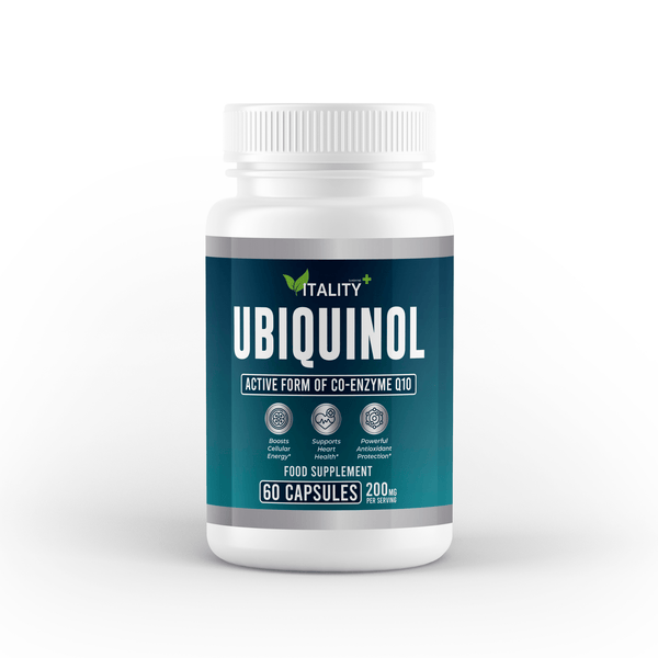 Premium Ubiquinol Capsules – 200mg Ubiquinol & 12mg Vitamin C – Heart Health, Energy & Antioxidant Support – 1 Month Supply - Vitality Supplements