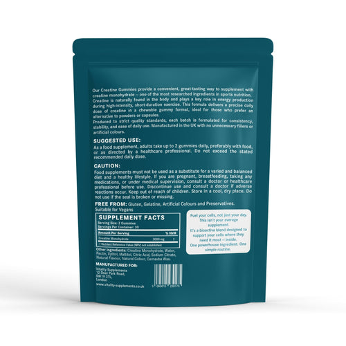 Pure Creatine Monohydrate Gummies | 3g Creatine per Serving | 1 Month Supply - Vitality Supplements