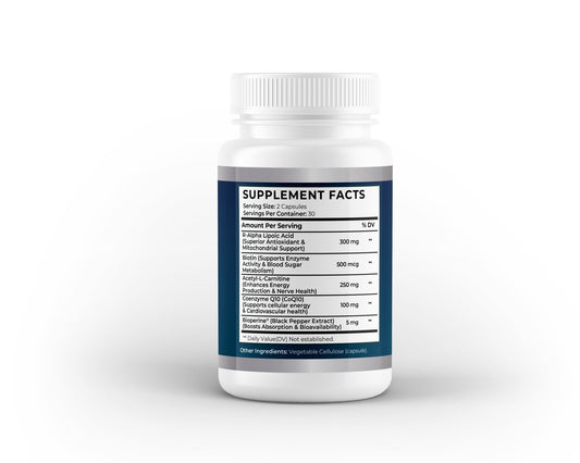 R - Alpha Lipoic Acid 300mg | 60 Capsules | 1 - Month Supply | Antioxidant, Mitochondrial & Blood Sugar Support - Vitality Supplements