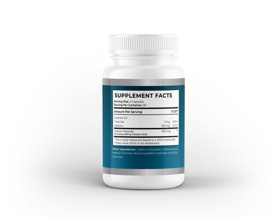 Sodium Butyrate Capsules | 600 mg | Gut & Cellular Health Support | 60 Vegan Capsules - Vitality Supplements