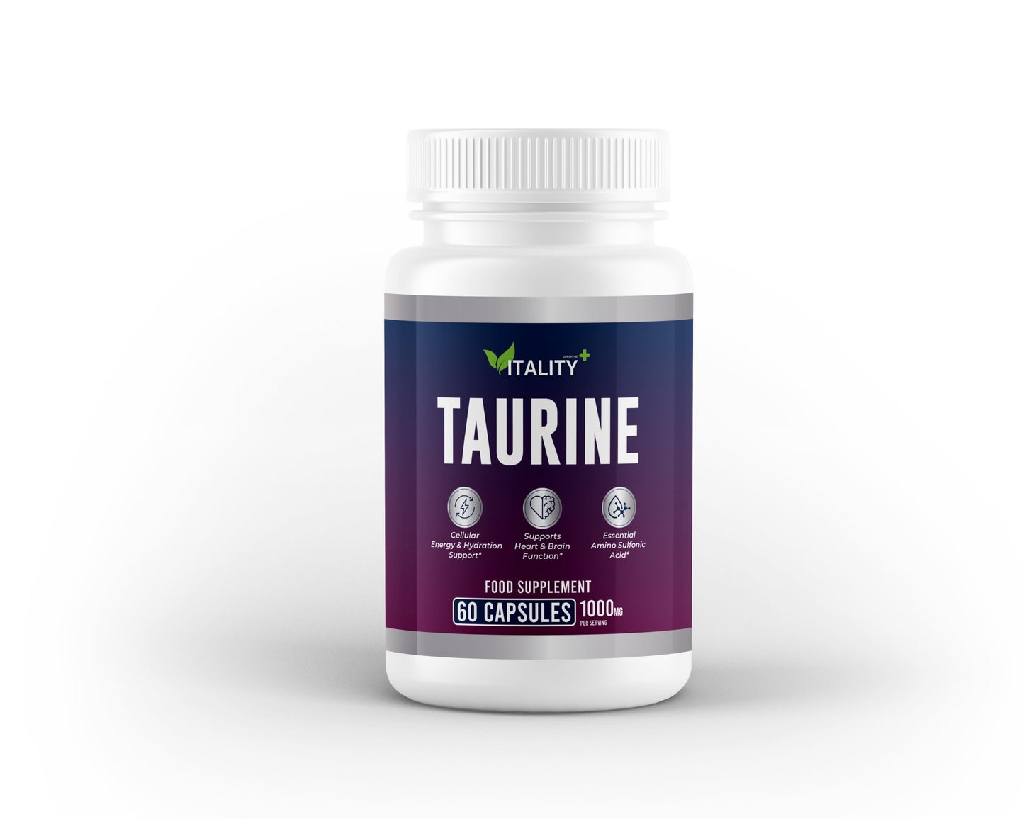 Taurine 500mg – Cellular Hydration & Nervous System Support – 60 Capsules (1 Month Supply) - Vitality Supplements