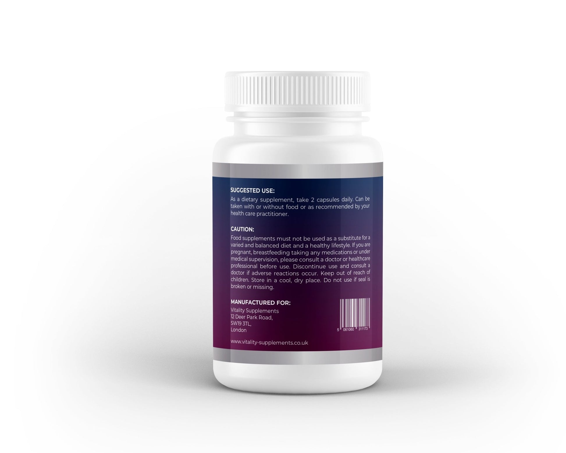 Taurine 500mg – Cellular Hydration & Nervous System Support – 60 Capsules (1 Month Supply) - Vitality Supplements