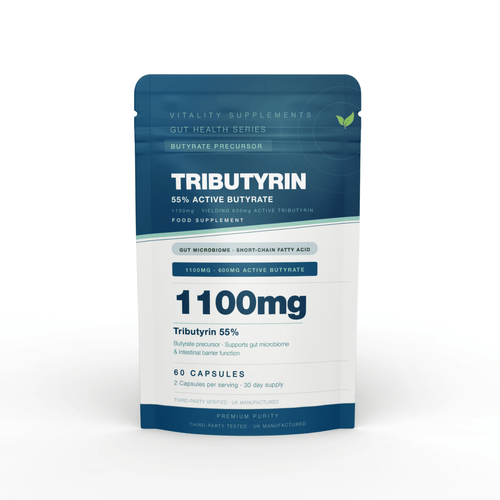Tributyrin 1100mg Capsules – 600mg Active Tributyrin - Vitality Supplements