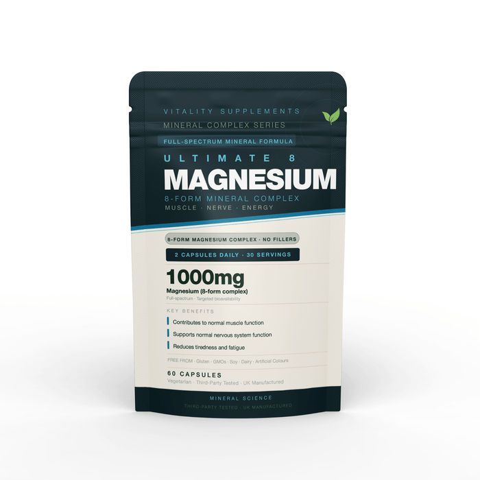 Ultimate 8 Magnesium 1000mg – Complete Multi - Form Support – 60 Capsules (1 Month Supply) - Vitality Supplements