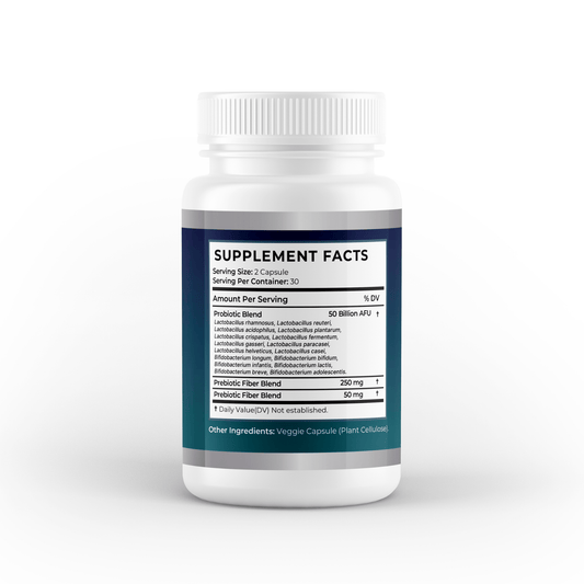 Ultimate Probiotic & Prebiotic Supplement – 50 Billion CFU Probiotic Blend & 250mg Prebiotic Fiber – 60 Capsules, 1 Month Supply for Gut Health - Vitality Supplements