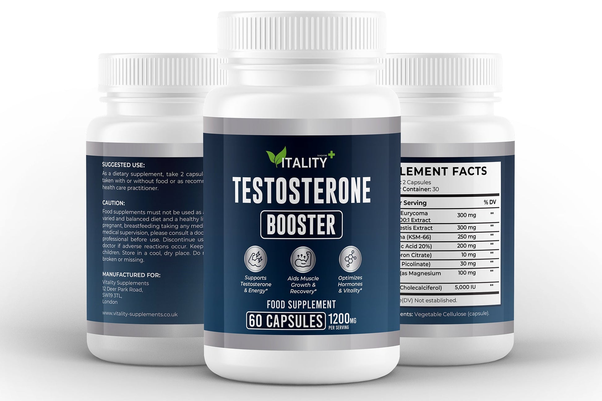 Ultimate Test Boost for Men – Natural T - Booster with TongkatAli, Fadogia Agrestis, Ashwagandha, Shilajit – 60 Capsules - Vitality Supplements