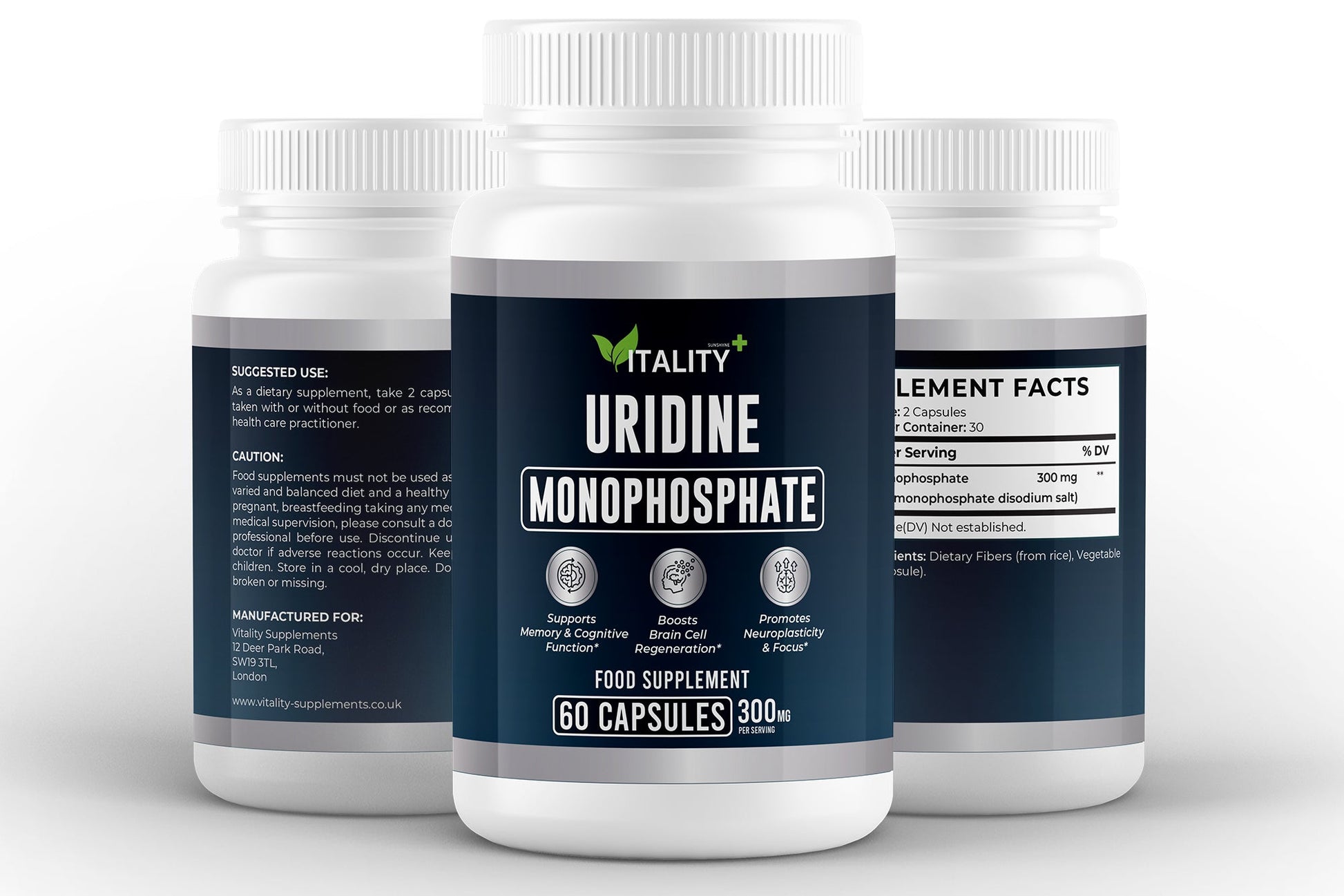 Uridine Monophosphate – 300mg | 60 Vegan Capsules | Cognitive Support Formula - Vitality Supplements