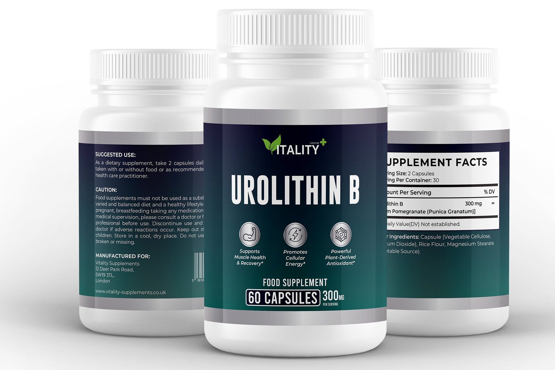 Urolithin B Capsules | 300 mg | Cellular Health & Muscle Function | 60 Vegan Capsules - Vitality Supplements