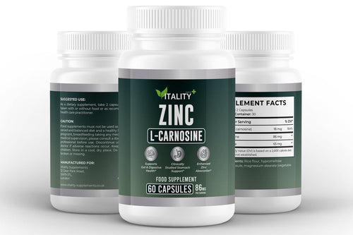 Zinc L - Carnosine 18 mg | Gut & Mucosal Lining Support | 60 Capsules - Vitality Supplements