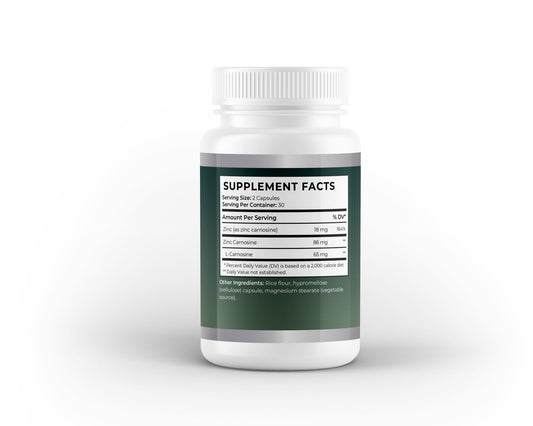 Zinc L - Carnosine 18 mg | Gut & Mucosal Lining Support | 60 Capsules - Vitality Supplements