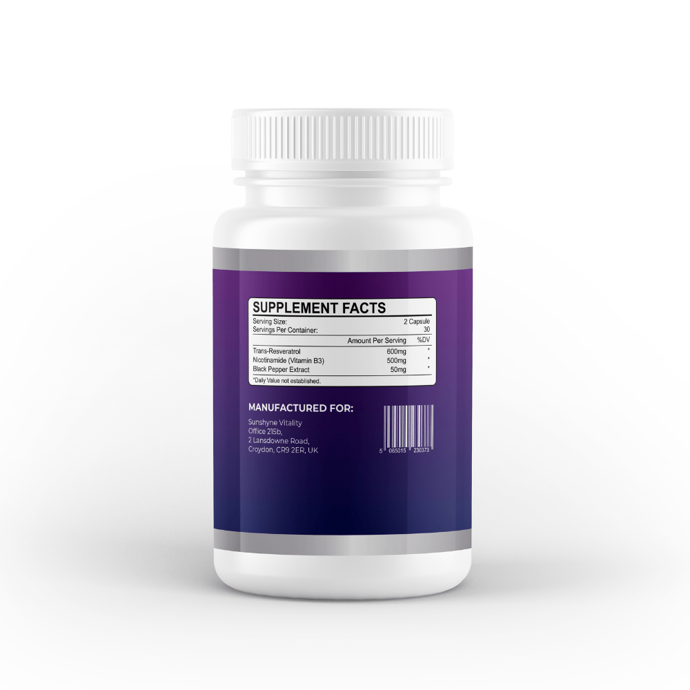 2 Pack NMN & Resveratrol | 2 Months Supply | 120 Caps | NAD+ 1100mg - Vitality Supplements