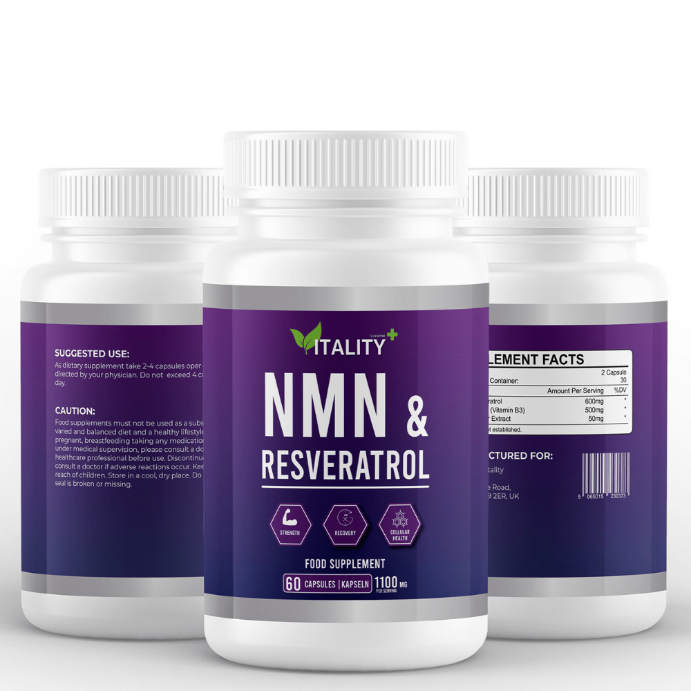 3 Pack NMN & Resveratrol | 3 Months Supply | 180 Caps | NAD+ 1100mg - Vitality Supplements