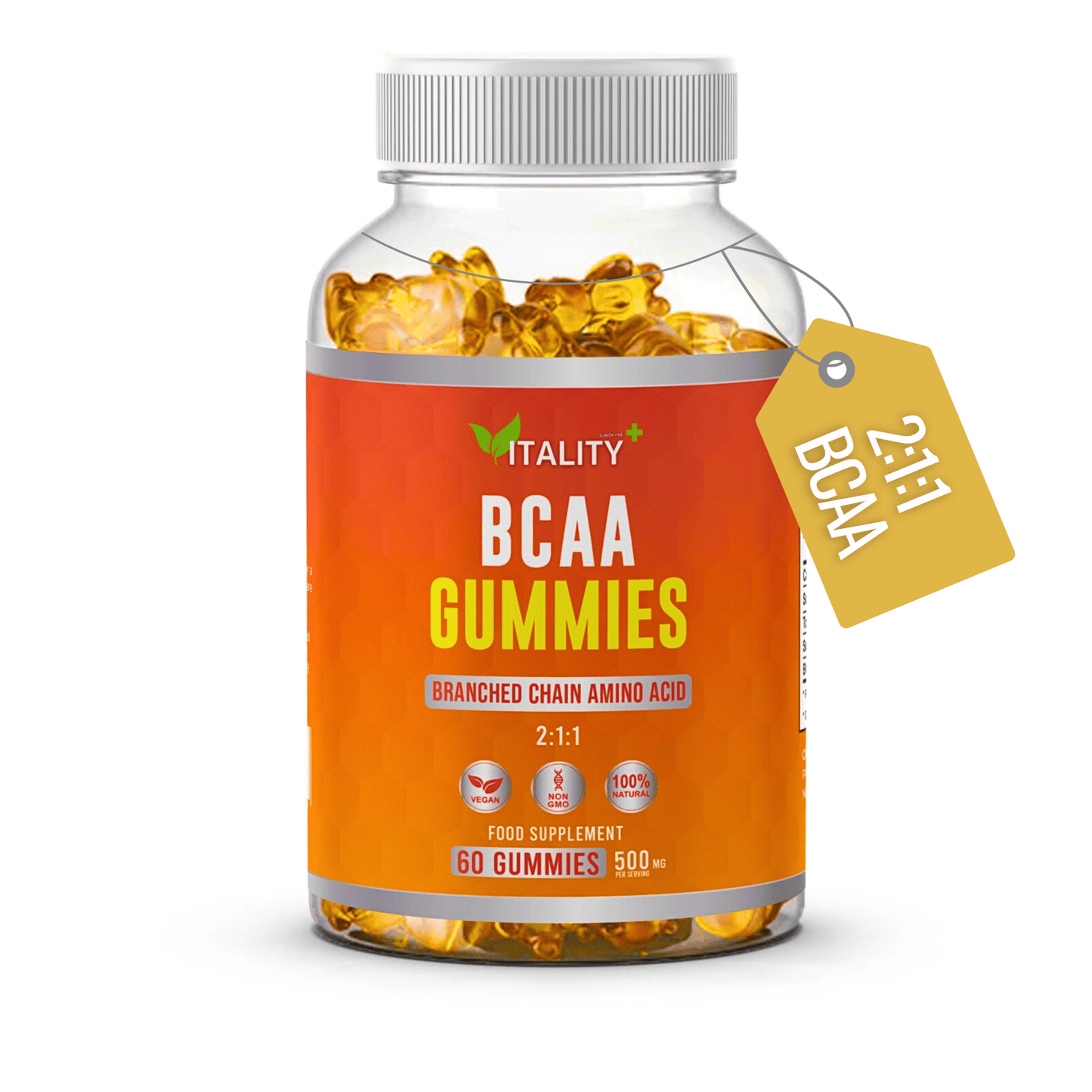 BCAA Gummies 2:1:1 with L-Leucine L-Isoleucine L-Valine | 500mg Per Serving | 1 Month's Supply - Vitality Supplements
