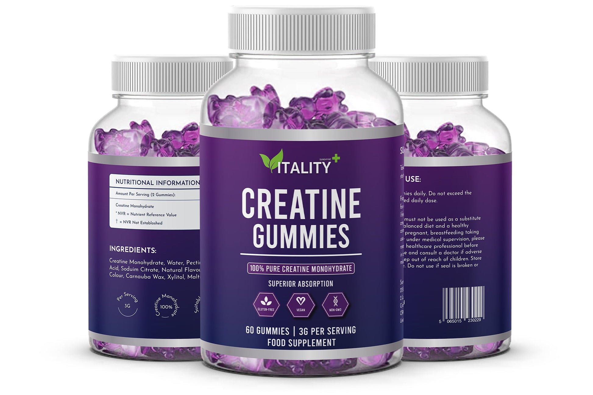 Creatine Monohydrate Gummies | 3g Creatine per Serving | 1 Months Supply - Vitality Supplements