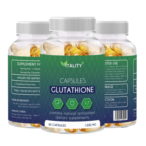 Glutathione Reduced 1200mg | High Strength Supplement | 180 Softgel Capsules | 3 Month Supply - Vitality Supplements