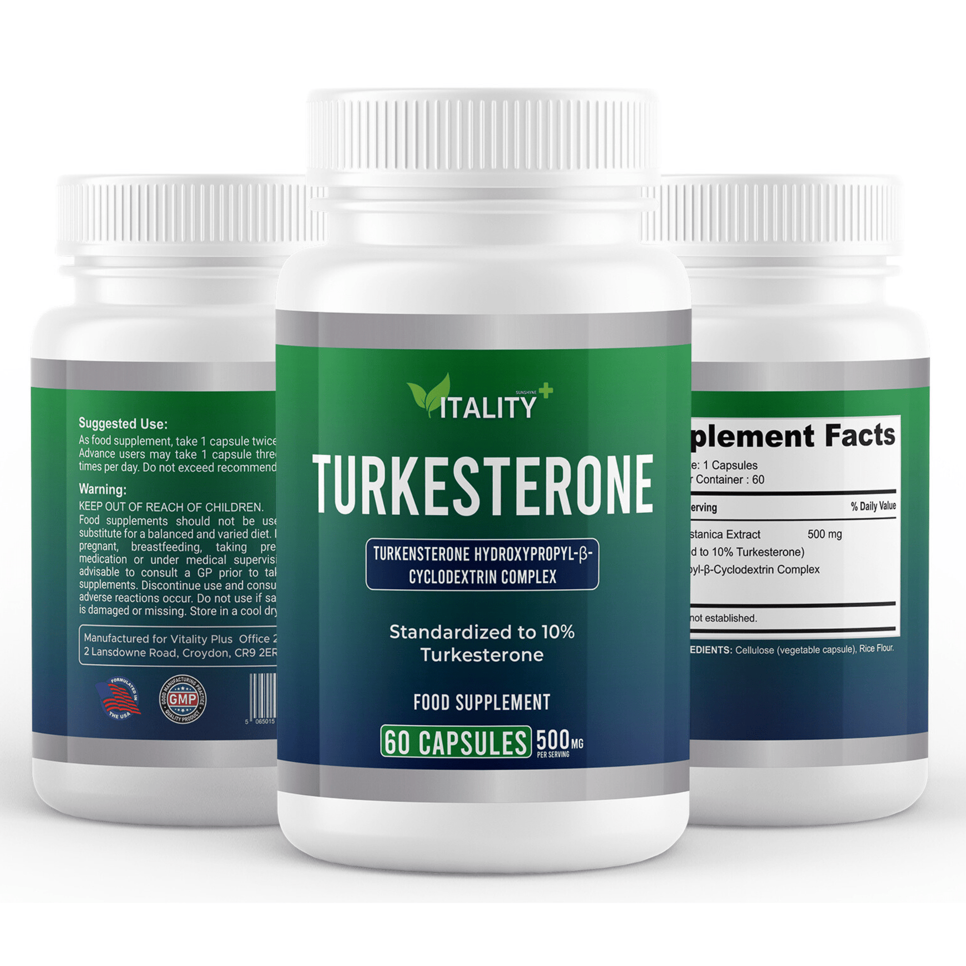 High Strength Turkesterone 500mg | 180 Capsules | 3 Month Supply - Vitality Supplements