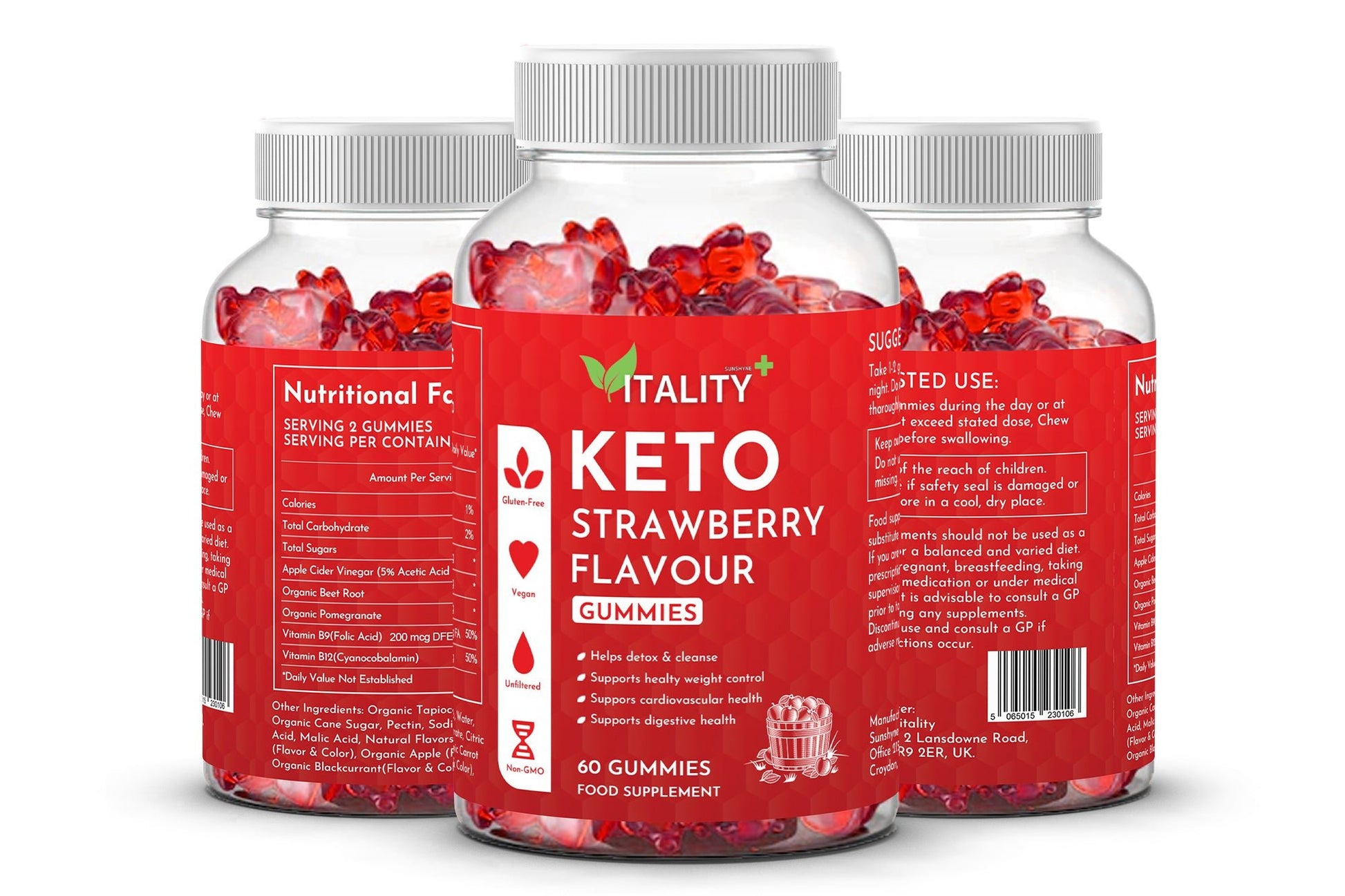 Keto Gummies | Weight Loss Support Food Supplement | 120 Gummies | 2 Month's Supply - Vitality Supplements