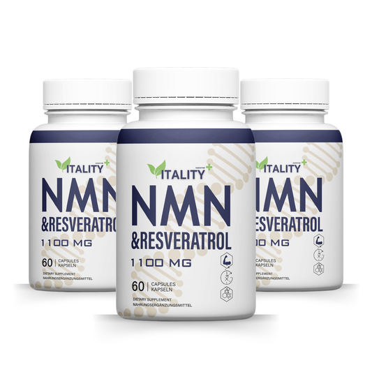 NMN & Resveratrol | 1100mg | 180 Caps | NAD+ | 3 Months Supply - Vitality Supplements