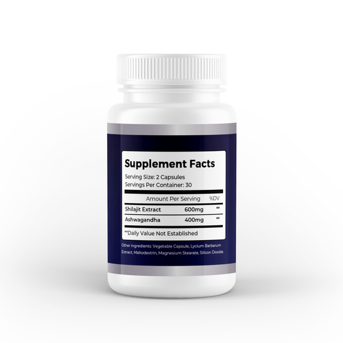Premium Shilajit and Ashwagandha Capsules - Potent 1000mg Formula - 1 Months Supply - Vitality Supplements